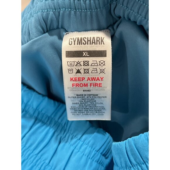 Gymshark Womens Dual-Layer Athletic Shorts XL Polyester/Nylon Blue & Teal - Picture 6 of 6
